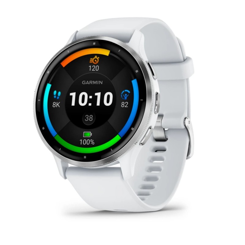 Garmin Venu® 3 Steinweiss/Silber mit Schnellwechsel-Silikon-Armband